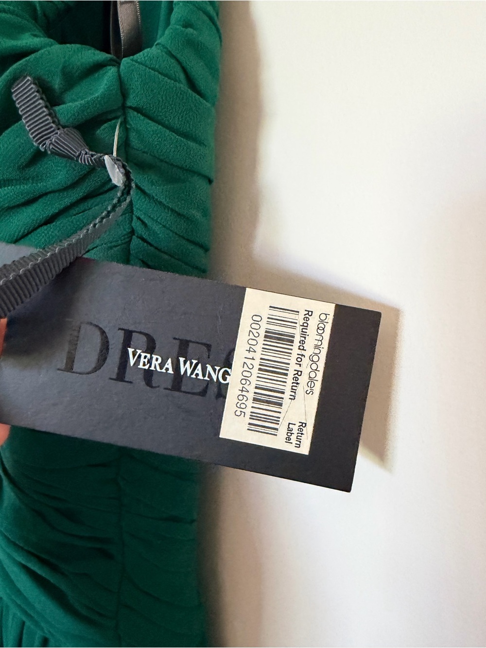 Vera Wang Emerald Green Ruched V-Neck Sleeveless Chiffon Gown NWT Dress - Picture 5 of 14